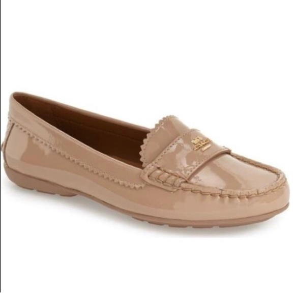 Coach ODETTE Warm Blush Camel Patent Leather Loafer - Picture 1 of 11